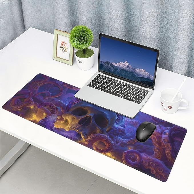 Skull Mouse Pad Extended Large Gaming Mouse Pad XL Stitched Edges for Gamer Home Office 31.5 X 11.8 Inch