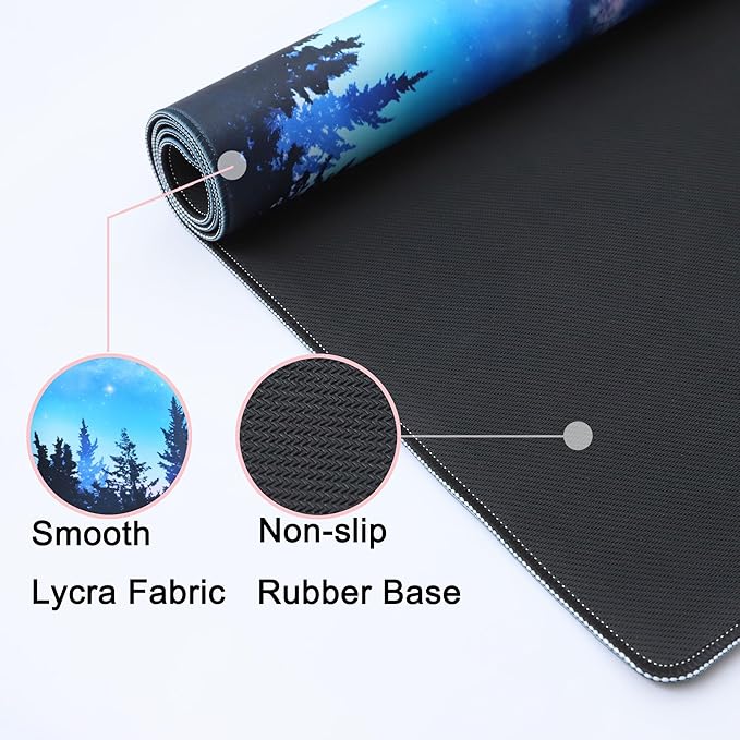 Desk Mat,Large Mouse Pad 35''×15.6'' XXL Extended Gaming Mouse Pad Mat with Non-Slip Base Stitched Eges Mousepad for Computer,Office,Keyboard and Laptop - Forest Moon