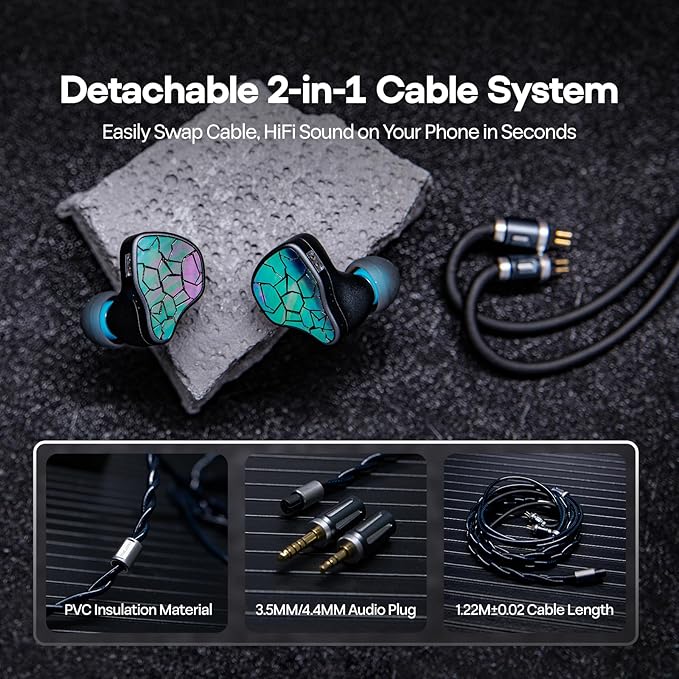 Linsoul THIEAUDIO HYPE 4 MKII 2DD + 4BA Hybird In Ear Monitor,HiFi Wired IEM Earphones,Engaging & Studio Neutral Tuning,CNC Aluminum Gaming Earbuds with 3.5/4.4mm Modular Cable for Musician Audiophile