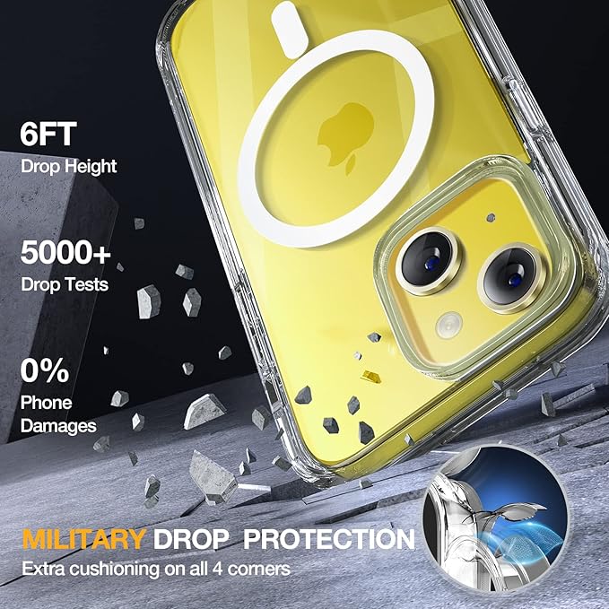 Miracase Glass Series Designed for iPhone 14 Plus Case 6.7 inch, 2023 Upgrade Full-Body Magnetic Clear Case with Built-in 9H Tempered Glass Screen Protector,Compatible with MagSafe,Clear