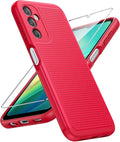 FNTCASE for Galaxy A14-5G Phone Case: Samsung A14 5G Military Grade Drop Protection, 14ft Drop Tested, Screen Protector Included, Anti-Slip Matte Textured, TPU+PC Dual Layer Shockproof Cover (Red)