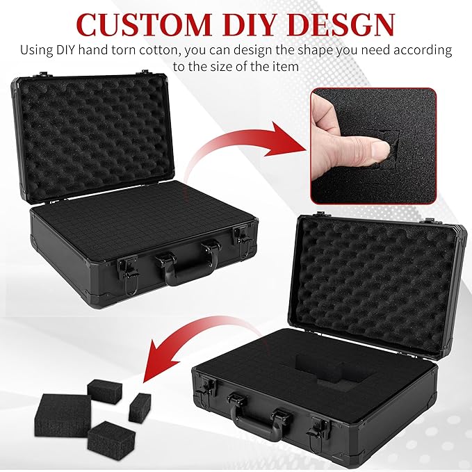 Protective Hard Case Shockproof Water-resistant with Customized DIY Foam Insert fit for Camera, Laptops, etc, 17 X 12 X 5-Inch