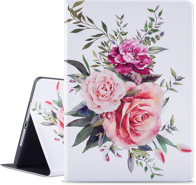 Vimorco Case for iPad 5th/6th Generation 9.7 Inch 2017/2018, for iPad Air 1/2 Case, Slim Shockproof PU Leather Adjustable Stand Cover for iPad 5/6 Gen, Bouquet