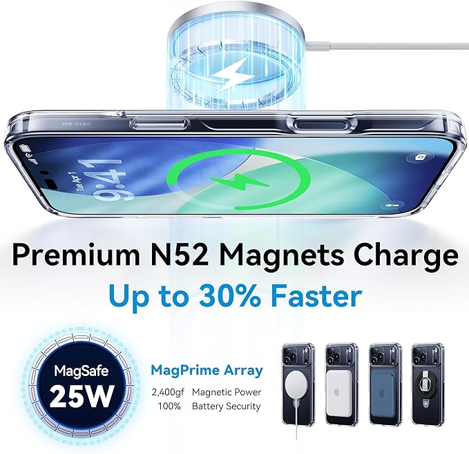 CASEKOO Ultra Magnetic Stand for iPhone 17 Pro Max Case Clear [Compatible with MagSafe] [16FT Military-Grade Protection] Transparent Slim Phone Ring 17 Pro Max Phone Cover 6.9 inch, Clear