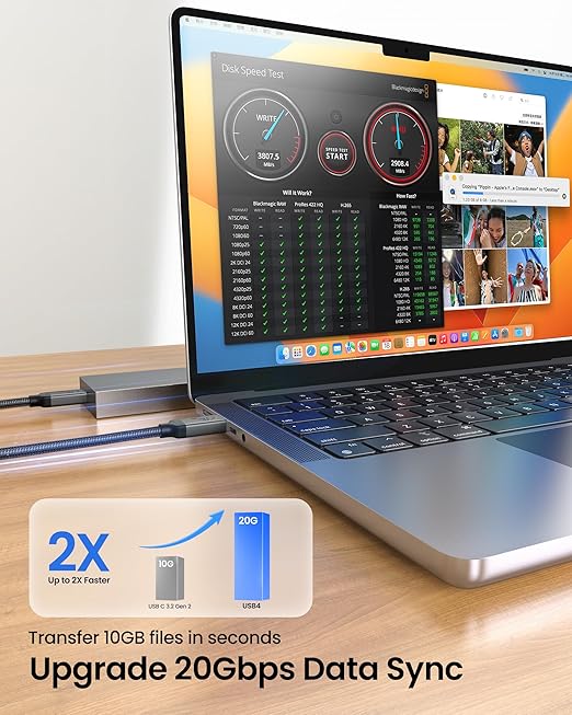 Silkland USB 4 Cable Long for Thunderbolt 4 Cable 16.5FT/5M, 20Gbps Data Sync, 5K/4K@60Hz, 240W Charging, USB C Thunderbolt Cable, Compatible for MacBook, Monitor, Dock, iPhone 17, VR Headset, Camera