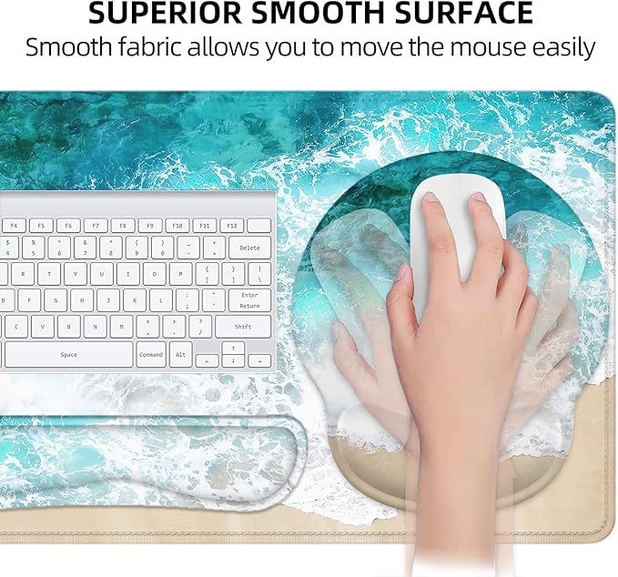 LATEEFAH Mouse Pad with Wrist Rest, Large Mouse Pad, Ergonomic Gaming Desk Pad Keyboard Wrist Rest Set, 4-in-1 Desk Mat Keyboard Mat for Home, Office