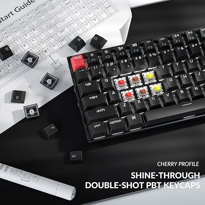Keychron K4 96% Layout QMK Wireless and Wired Options Mechanical Keyboard, White Backlight Super Brown Switch, Paired with Shine-Through Double-Shot PBT Keycaps for Mac Windows-Version 3