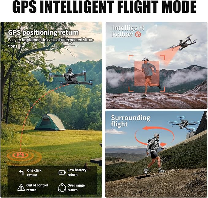 Drones With Camera for Adults 4K,Remote Contorl with Large Screen,FPV Drone with 50mins Flying Time,Auto Return GPS,360° Obstacle Avoidance Drone for Beginner,extra 8G SD Card Included