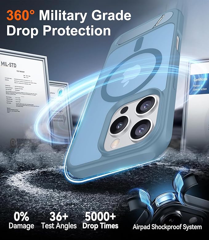Magnetic Compatible with iPhone 16 Pro Case, [Built-in Invisible Kickstand][Compatible with MagSafe][Military Grade Shockproof] Slim Translucent Matte Phone Case for iPhone 16 Pro 6.3"