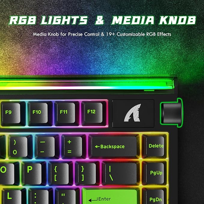 ATTACK SHARK R85 HE Wired 75% Hall Effect Rapid Trigger Mechanical RGB Gaming Keyboard with 8K Polling,0.05mm RT Accuracy,0.08MS Latency,Magnetic Switch,5 Layer Sound Damped,Driver for PC Mac(Green)