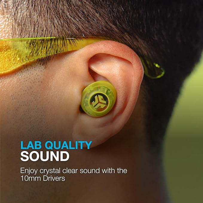 JLab, Go Pop ANC, True Wireless Earbuds, Active Noise Cancelling, Bluetooth Earbuds, Transparent Neon Green