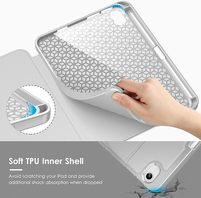 VIKESI Case for iPad mini 7 (A17 Pro) and iPad mini 6,Multiple Angles Magnetic Stand Cover,Shockproof Soft Back,Pencil Holder,and Auto Sleep/Wake,Gray
