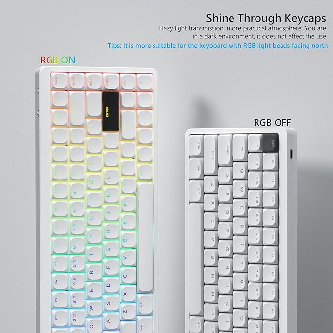 Womier Keycaps, Low Profile Keycaps, Shine Through Custom PBT Keyboard Key caps for 60% 65% 75% 80% 100% Cherry Gateron MX Switches Mechanical Keyboard,White Backlight