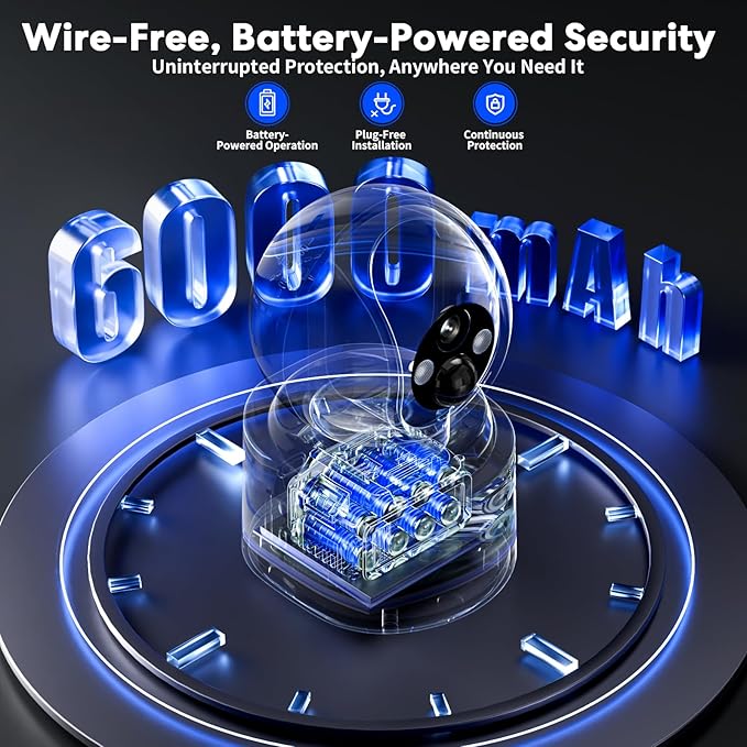 Noonkey 4MP WiFi Camera for Home Security, Indoor Wireless Surveillance Cam with Rechargeable Battery, 5G&2.4G WiFi6, AI Motion Detection, 2-Way Audio, Color Night Vision, Alexa Supported, 3K/1-Pack