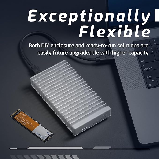OWC 8TB Express 1M2 80Gb/s Portable NVMe SSD USB4 (Thunderbolt Compatible/USB-C) Ultra Fast External SSD Drive with Aluminum Heat Sink Enclosure