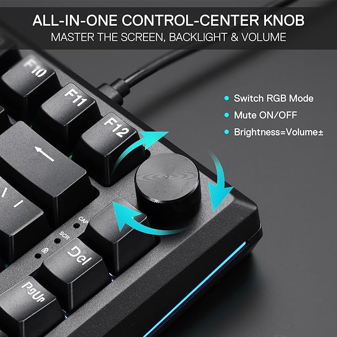 Redragon K687 Wired CNC Gasket Gaming Keyboard, 81 Keys Mechanical Keyboard w/Premium CNC Aluminum Board, Easy-Control Knob, 5-Layer Noise Dampening, Custom Linear Switch