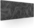 Topographic Map Large Mouse Pad XL Black Lines Contour Geographic Extended Large Desk Mat Big Desk Pad 80X30 CM Non-Slip Rubber Base Stitched Edge Long Mousepad,31.5×11.8 Inch