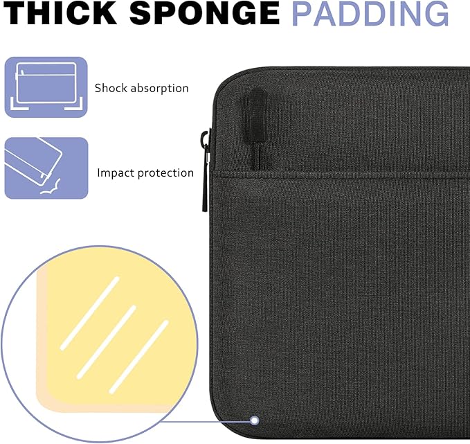 MoKo 7-8 Inch Tablet Sleeve Bag, Carrying Case Fit with New iPad mini (A17 Pro) 8.3" 2024, iPad mini 6 / iPad mini 5 / iPad mini 4 / iPad mini 3 / iPad mini 2, Black & Gray