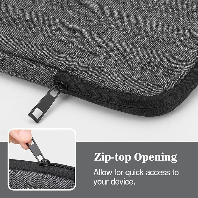 MoKo 9-11 Inch Tablet Sleeve Bag Carrying Case Fits iPad air 5 10.9" 2022, iPad Pro 11 M2 2022-2018, iPad 10th 10.9,iPad 9/8/7th Gen 10.2,iPad Air 4 10.9/Air 3 10.5,Tab S8/S9 11", Black & Gray