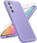 FNTCASE for Galaxy A54-5G Phone Case: Samsung A54 5G Military Grade Drop Protection, 14ft Drop Tested, Screen Protector Included, Anti-Slip Textured, TPU+PC Dual Layer Shockproof Cover (Light Purple)