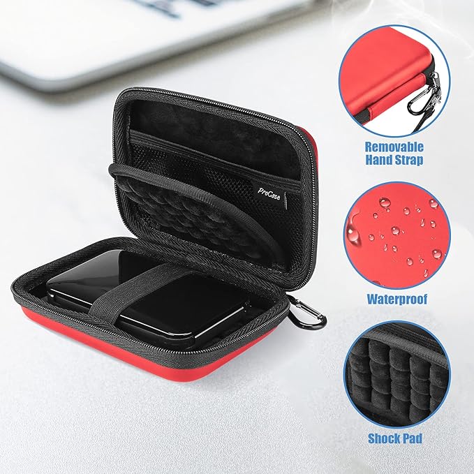 ProCase Hard Drive Case for Canvio Basics Western Digital WD Elements My Passport Seagate Portable Backup Plus Slim 1TB 2TB 3TB 4TB USB 3.0, 2.5”, Samsung T9 Portable External Hard Drive Case -Red