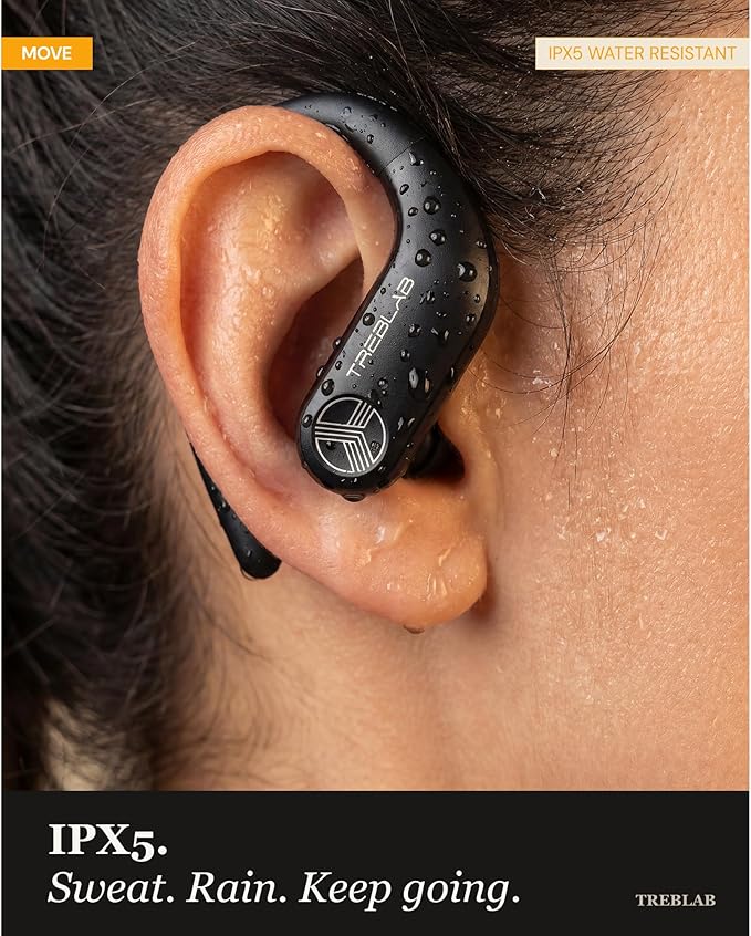 TREBLAB X3 Pro - Sports Wireless Ear Buds Bluetooth - Comfortable Workout Headphones with Secure Ear Hooks, 12H Long Battery Life, IPX5 Sweatproof Earphones, Noise Isolation Over Ear Earbuds