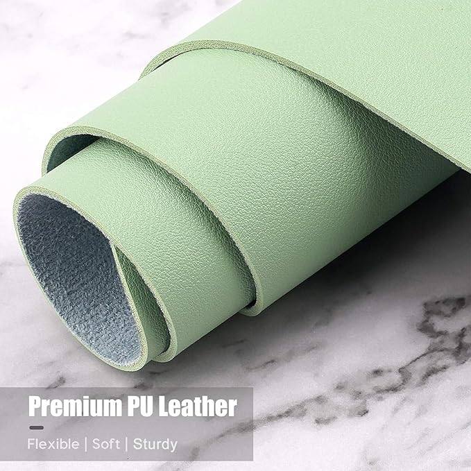 Hsurbtra Desk Pad, 30" x 14" PU Leather Desk Mat, XL Extended Mouse Pad, Waterproof Desktop Blotter Protector, Non-Slip Ultra Thin Large Laptop Keyboard Writing Mat for Office Home, Lake Green