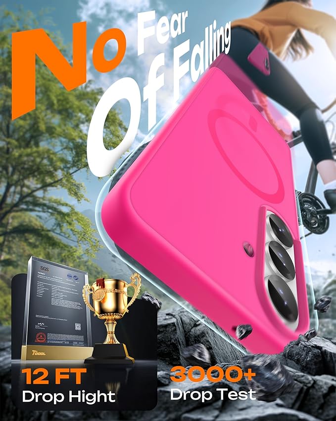 TOCOL for Samsung Galaxy S26 Case, Compatible with Magsafe, Full Camera Protection, Built-in Magnetic Ring, Drop Protection, Translucent Matte Phone Case for S26 6.3 inch (Hot Pink)