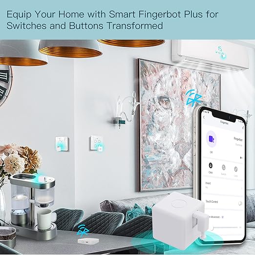 MoesGo Smart Bluetooth Fingerbot Plus with Accessories, Wireless Smart Light Switch Button Pusher Bot, Remote Control Smart Life Tuya App, Add Fingerbot Hub Make it Compatible Alexa and Google Home
