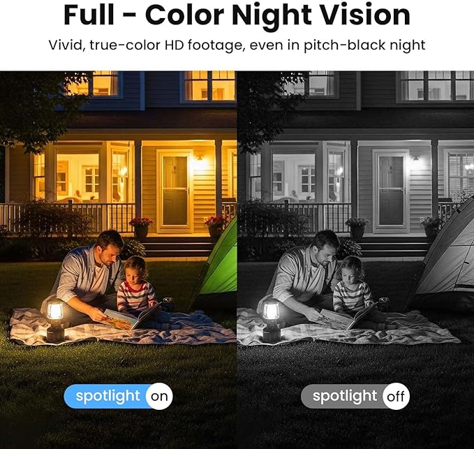 Solar Security Cameras Wireless Outdoor, WiFi Cameras for Home Security, Motion Detection, Instant Phone Notifications, Free Cloud Storage(Need Apply)/SD Storage, 2K Color Night Vision, IP66