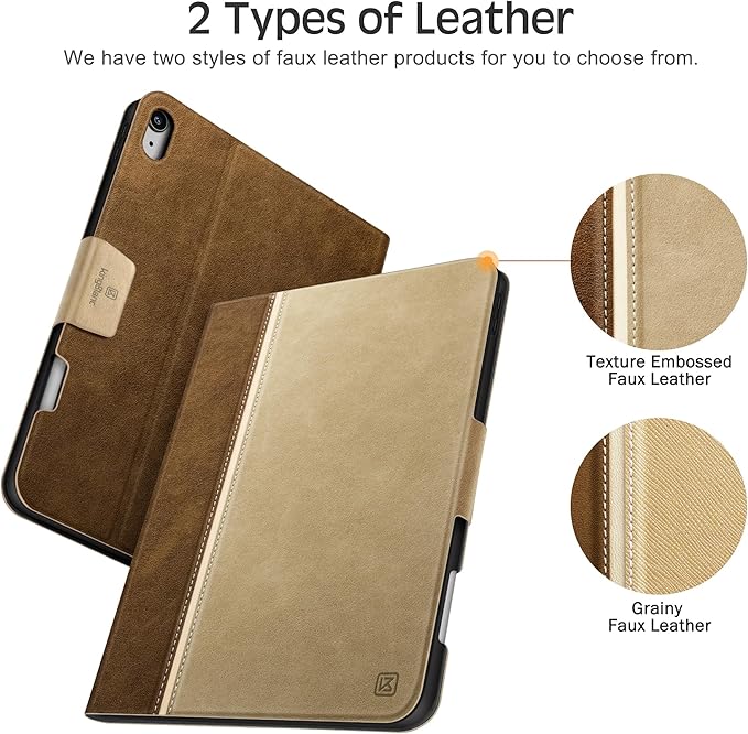 KingBlanc Case for iPad Air 13-inch M4/M3/M2 (2026/2025/2024) with Pencil Holder, Vegan Leather Cover, Auto Wake/Sleep, Multi-Angle Stand for Viewing & Drawing, Pencil Pro & USB-C Compatible, Beige