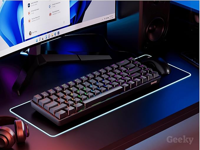 Geeky GK65 65% | Hot Swappable Mechanical Gaming Keyboard | 68 Keys Multi Color RGB LED Backlit for PC/Mac Gamer | ANSI US American Layout (Black, Mechanical Brown)