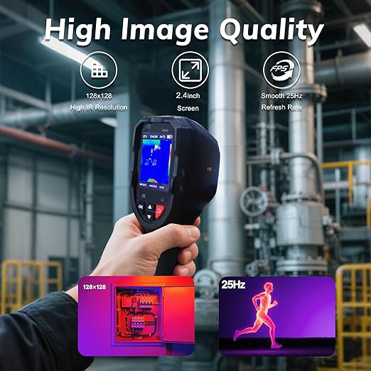 Thermal Imaging Camera Super Resolution 240 x 240, 15-Hour Battery Life, 128 x 128 IR Resolution, 25Hz Infrared Camera, High/Low Temp Alerts, Auto Shutdown, -4°F to 1022°F, Thermal App Image Transfer