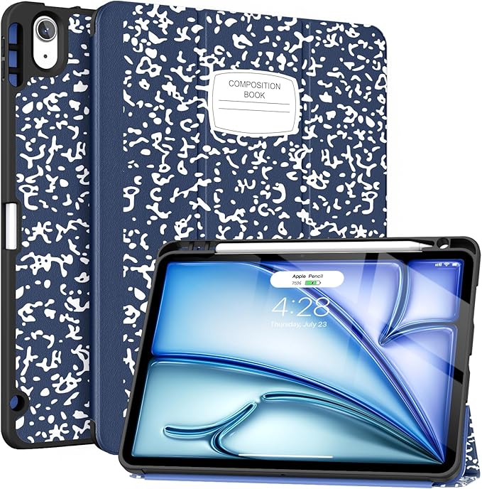 Soke Case for New iPad Air 11 Inch (M4/M3/M2, 2026-2024), iPad Air 5th/4th Generation 10.9 Inch (2020-2022) with Pencil Holder, Soft TPU Back Cover & Auto Sleep/Wake, Book Navy