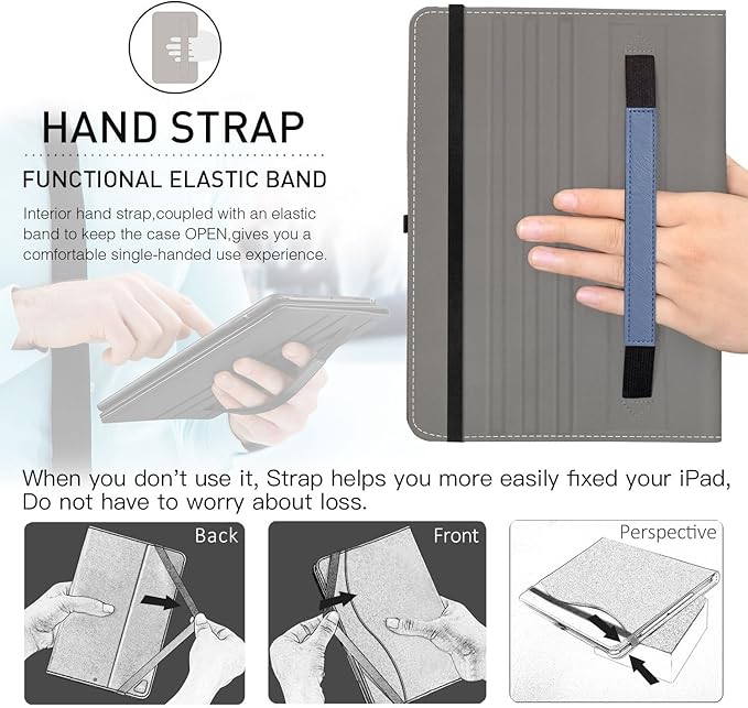 Ztotop Case for iPad Pro 12.9 Inch 2017/2015 (Old Model,1st & 2nd Gen), Premium Leather Folding Stand Folio Cover with Auto Wake/Sleep, Document Card Slots and Multiple Viewing Angles, Navy Blue
