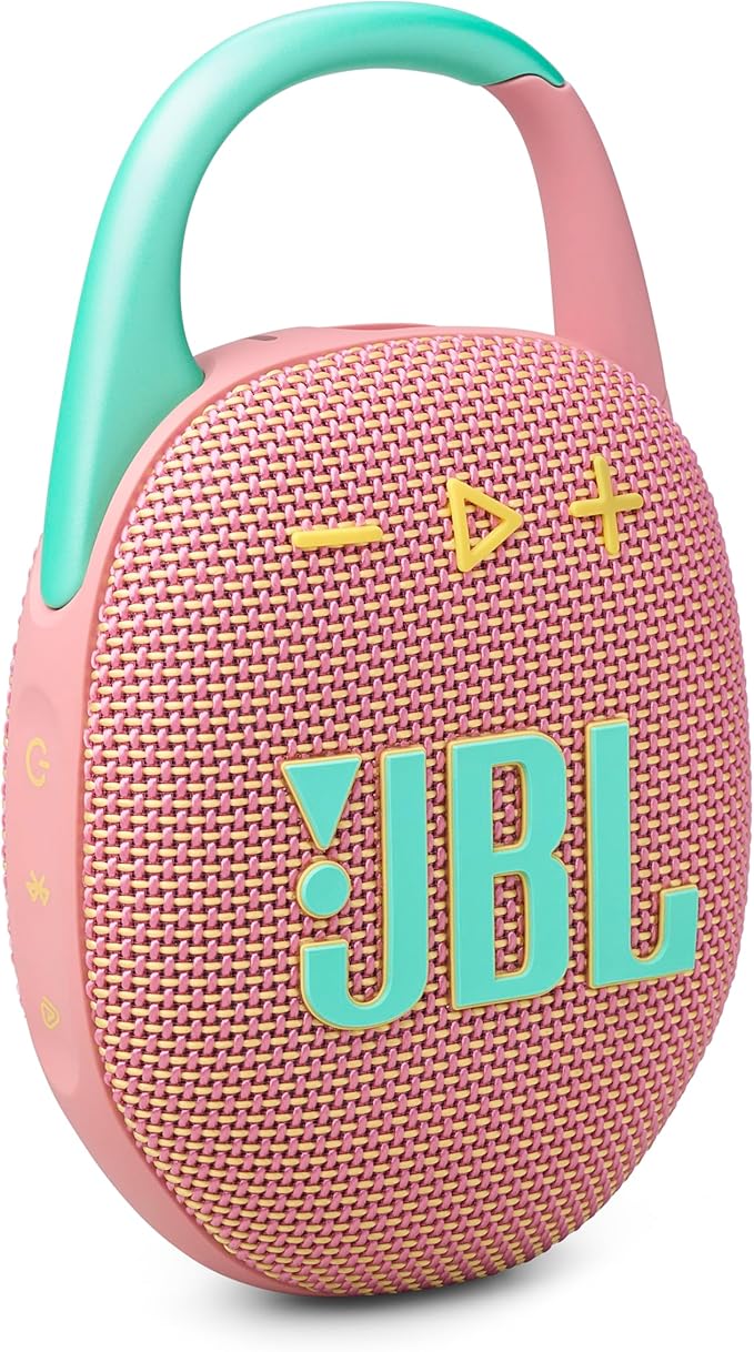 JBL Clip 5 - Ultra-Portable, Waterproof & Dustproof Bluetooth Speaker, Big JBL Pro Sound with Punchy bass, Integrated Carabiner, Up to 12 Hours of Play, Made in Part with Recycled Materials (Pink)