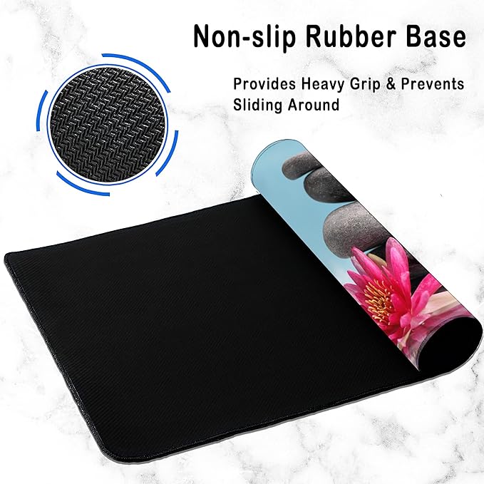 Zen Stone Spa Gaming Desk Mat Large,Water Lily Extended Mousepad,Non-Slip Rubber Mouse Pad Stitched Edges,Desktop Decorative Accessories for Home Office 31.5" x 15.7"