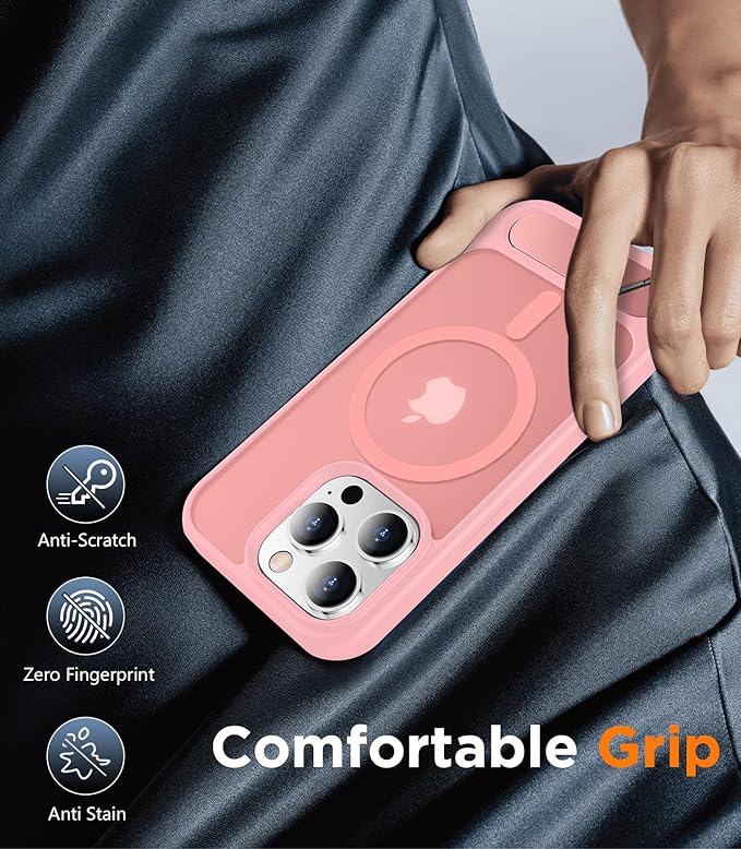 Magnetic Compatible with iPhone 14 Pro Max Case, [Built-in Invisible Kickstand][Compatible with MagSafe] [Military Grade Shockproof] Slim Translucent Matte Phone Case for iPhone 14 Pro Max 6.7"