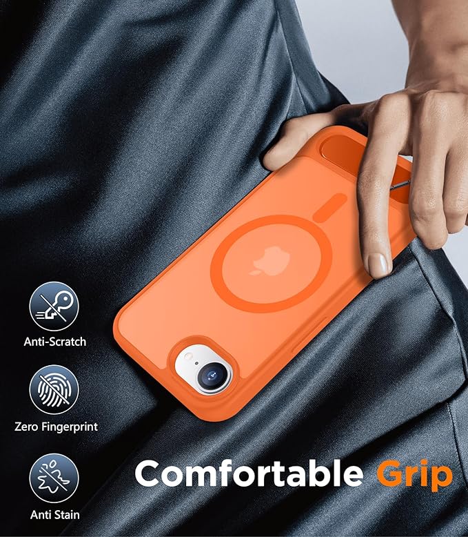 Magnetic Compatible with iPhone 16E Case, [Built-in Invisible Kickstand][Compatible with MagSafe][Military Grade Shockproof] Slim Translucent Matte Case for iPhone 16E 6.1" 2025