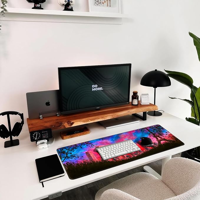Hopipad Pink Large Gaming Mouse Pad, XL Desk Mat with Seamed Edges, Waterproof, Non-Slip Rubber Base, 31.5x11.8 Inch Keyboard Pad, Big Mousepad