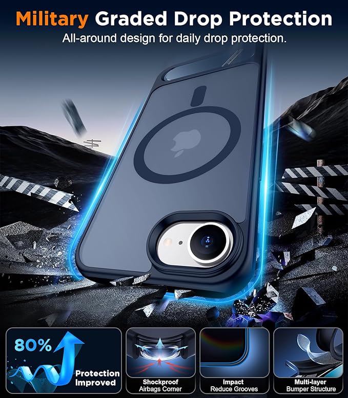 Magnetic Compatible with SE4 Case, [Built-in Invisible Kickstand][Military Grade Shockproof] Slim Translucent Matte Phone Case