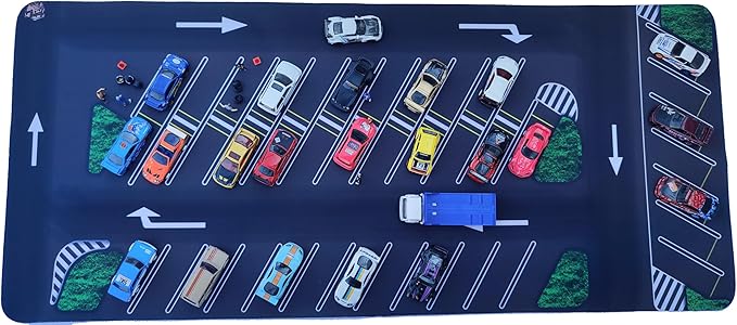 XXL 1/64 Scale Parking Lot Mouse Pad 90x40cm Non-Slip Rollable Desk Mat | Large Diorama Playmat for Hot Wheels, Matchbox, Mini GT, Tarmac, Inno64 and Diecast Car Collectors, Kids and Gamers