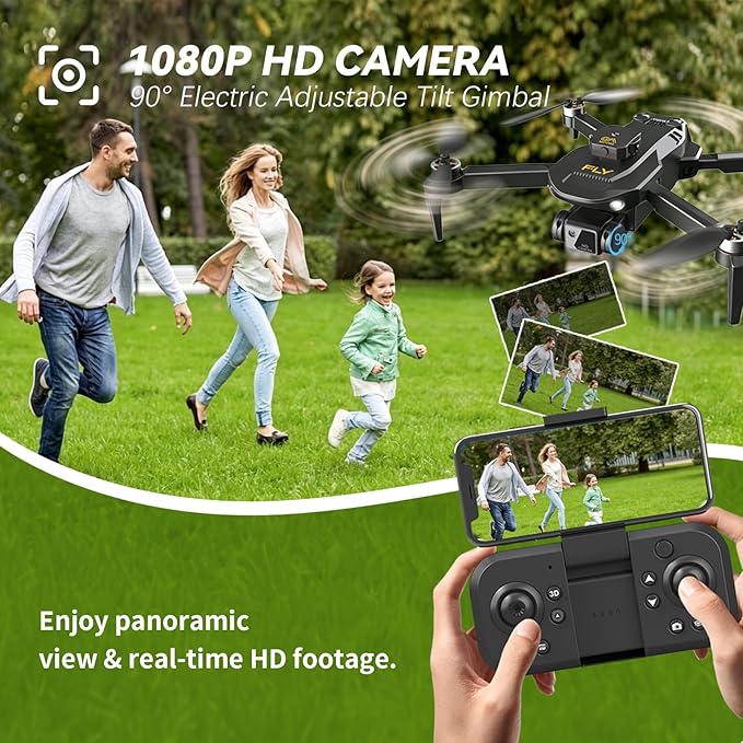 Drone with 1080P HD Camera, Foldable Mini Drone with One Key Take Off/Land, Gesture Control, Intelligent Obstacle Avoidance, 3D Flip, 2 Batteries, Easier to Use, for Adults Teen Boys Girls Beginners