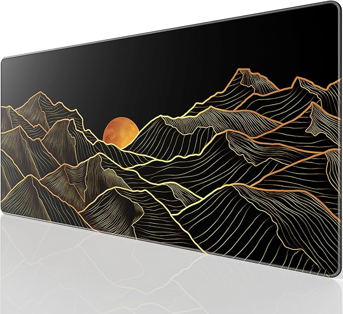 KTRIO Large Gaming Mouse Pad Desk Mat, Superior Micro-Weave Cloth, Non-Slip Rubber Base, Stitched Edges, Water-Resistant, for Gamer, Office & Home, 31.5 x 15.7 Inch, Bright Rise