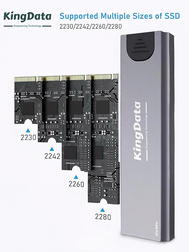 M.2 NVMe Enclosure, Tool-Free 10Gbps USB 3.1 Adapter for 2230/2242/2260/2280 M.2 SSD With USB C to A Cable
