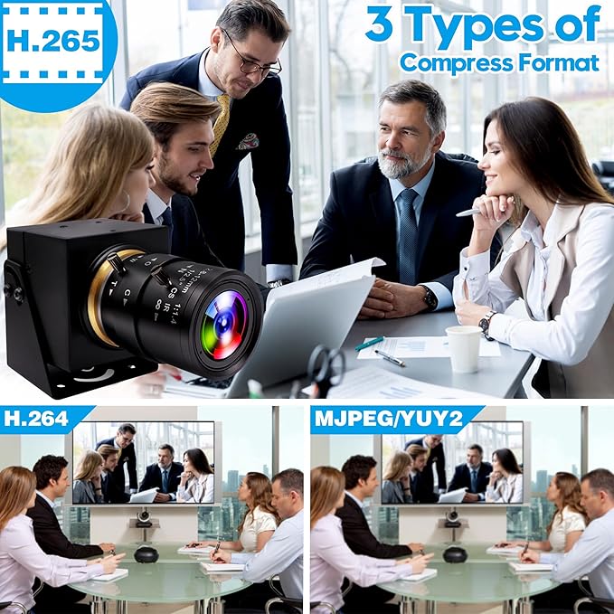 HDMI USB Camera 4K Webcam Simultaneous Output Video Conference Camera 4X Optical Zoom Lens Close up USB Computer Web Camers Plug and Play for Live Streaming Education Medical Teaching