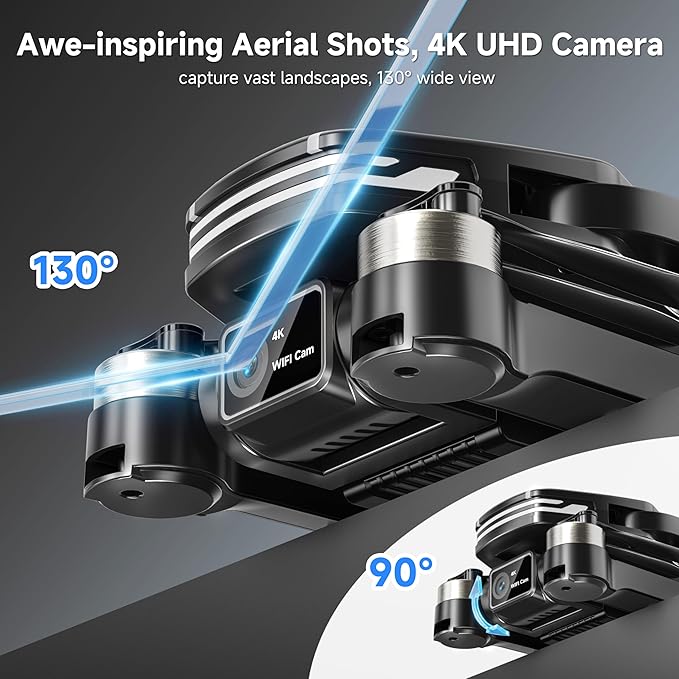 Drones with Camera for Adults 4K Brushless Motor Drone for Kids Beginners, FPV Foldable RC Quadcopter with Propeller Guards, 2 Batteries, 1500mAh, 130° Lens, WiFi, Voice Control, Gesture Photography, Gift Toys for Men Boys