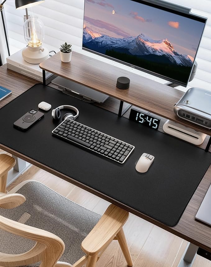 Reniteco Waterproof Large Gaming Mouse Pad with Durable Stitched Edges, Non-Slip Rubber Base, Grainy Jacquard Mouse Mat Desk Pad for Home Office Gaming, 27.6"x11.8"x0.12", Matte Black
