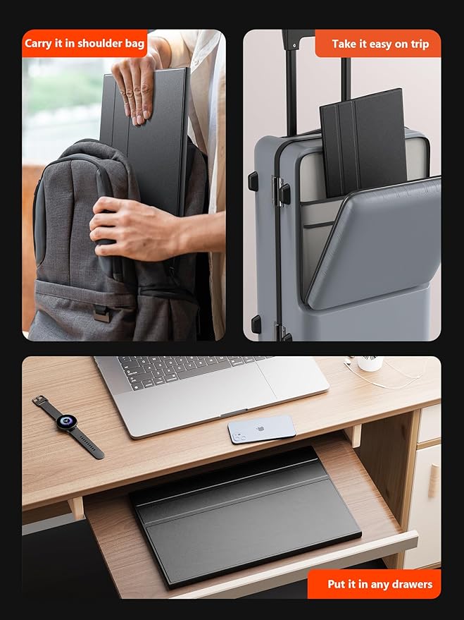 4K Portable Monitor, 13.3" UHD IPS Portable Laptop Screen, Second Screen Dual USB C HDMI Computer Gaming Display with Speakers, Travel Monitor for PC Phone PS4/5 Xbox Switch