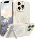 Magnetic Compatible with iPhone 13 Pro Case, [Built-in Kickstand][Full Camera Protection][Compatible with MagSafe][Anti-Fingerprint] Shockproof Phone Case for iPhone 13 Pro 6.1",Beige